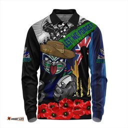 Amazing Aussie New Zealand Warriors United In Spirit Anzac Day Tribute Long Sleeve Polo Shirt