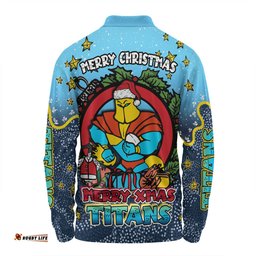 Amazing Aussie Gold Coast Titans Christmas Custom Merry Christmas Our Beloved Team With Aboriginal Dot Art Pattern Long Sleeve Polo Shirt
