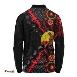 Amazing Aussie Indigenous Australian Aboriginal Didgeridoo Sunset Dreaming Long Sleeve Polo Shirt