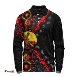 Amazing Aussie Indigenous Australian Aboriginal Didgeridoo Sunset Dreaming Long Sleeve Polo Shirt