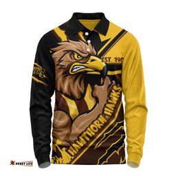 Amazing Aussie Hawthorn Battlefield Glory Gear Long Sleeve Polo Shirt