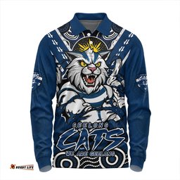 Amazing Aussie Geelong Cats Ripped Legacy Of The Game Long Sleeve Polo Shirt