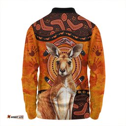 Amazing Aussie Indigenous Australian Aboriginal Kangaroo Spirit Dreaming Long Sleeve Polo Shirt