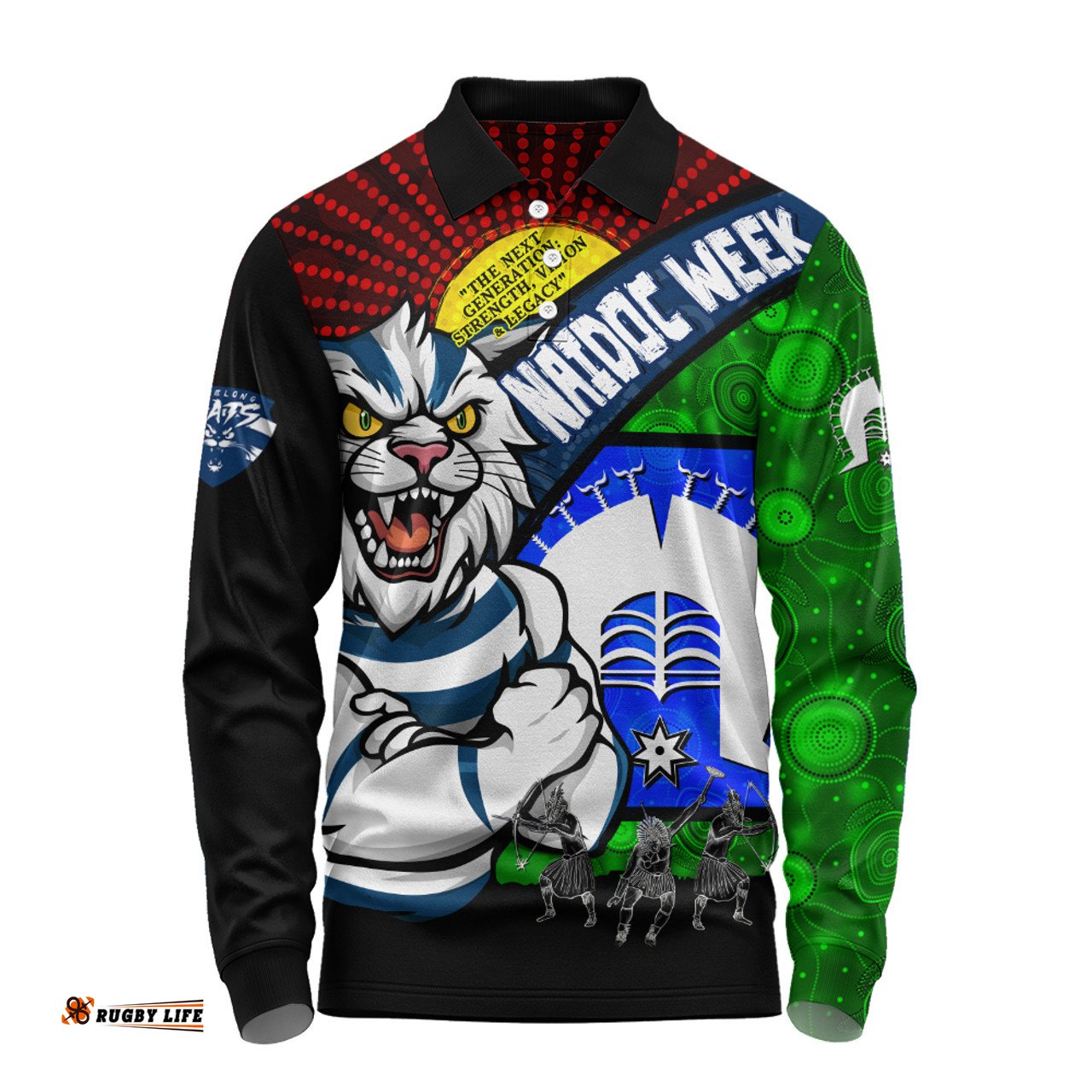Amazing Aussie Geelong Cats NAIDOC Week Pride Edition Long Sleeve Polo Shirt