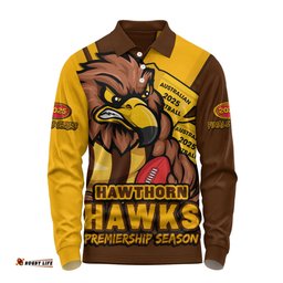 Amazing Aussie Hawthorn Australian Football Finals Premiership Spirit Long Sleeve Polo Shirt