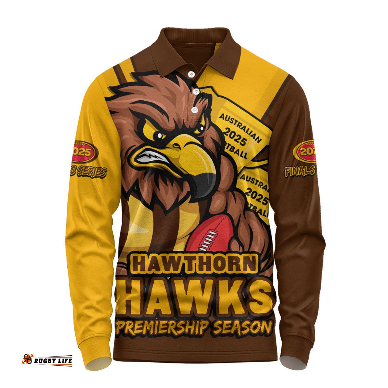 Amazing Aussie Hawthorn Australian Football Finals Premiership Spirit Long Sleeve Polo Shirt