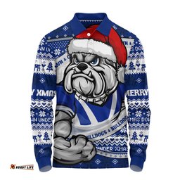 Amazing Aussie Canterbury Bankstown Bulldogs Ugly Knit Style For Christmas Game Fans Long Sleeve Polo Shirt