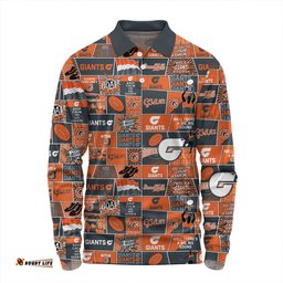 Amazing Aussie GWS GIANTS Legacy Of The Pride Comic Style Long Sleeve Polo Shirt