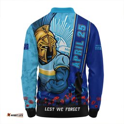Amazing Aussie Gold Coast Titans Anzac Day Lest We Forget Strong Fighting Spirit Long Sleeve Polo Shirt
