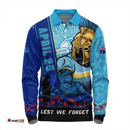 Amazing Aussie Gold Coast Titans Anzac Day Lest We Forget Strong Fighting Spirit Long Sleeve Polo Shirt