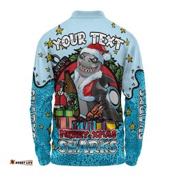 Amazing Aussie Cronulla Sutherland Sharks Christmas Custom Merry Christmas Our Beloved Team With Aboriginal Dot Art Pattern Long Sleeve Polo Shirt