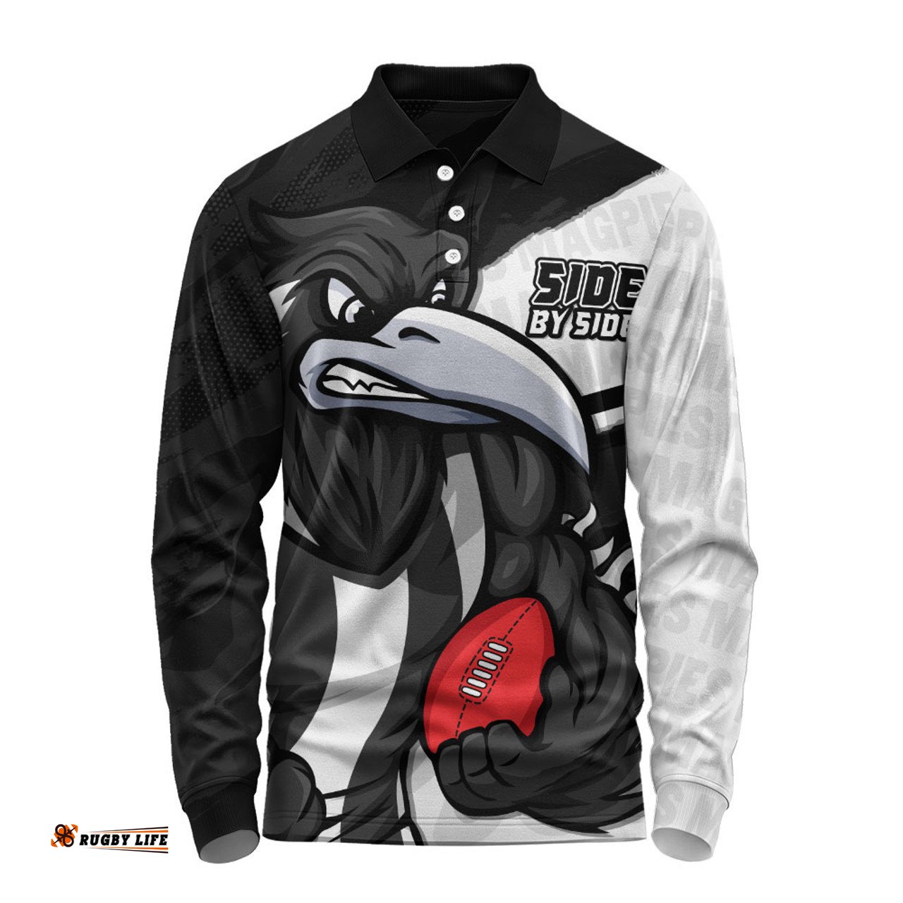 Amazing Aussie Collingwood Defend The Pride Long Sleeve Polo Shirt