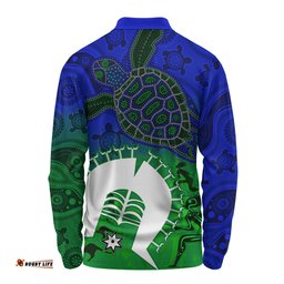 Amazing Aussie Indigenous Australian Aboriginal Island Heart Turtle Path Long Sleeve Polo Shirt