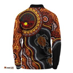 Amazing Aussie Indigenous Australian Aboriginal Hand Of The Land Heart Of The Sea Long Sleeve Polo Shirt