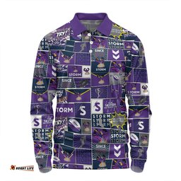 Amazing Aussie Melbourne Storm Team Of Us Die Hard Fan Supporters Comic Style Long Sleeve Polo Shirt