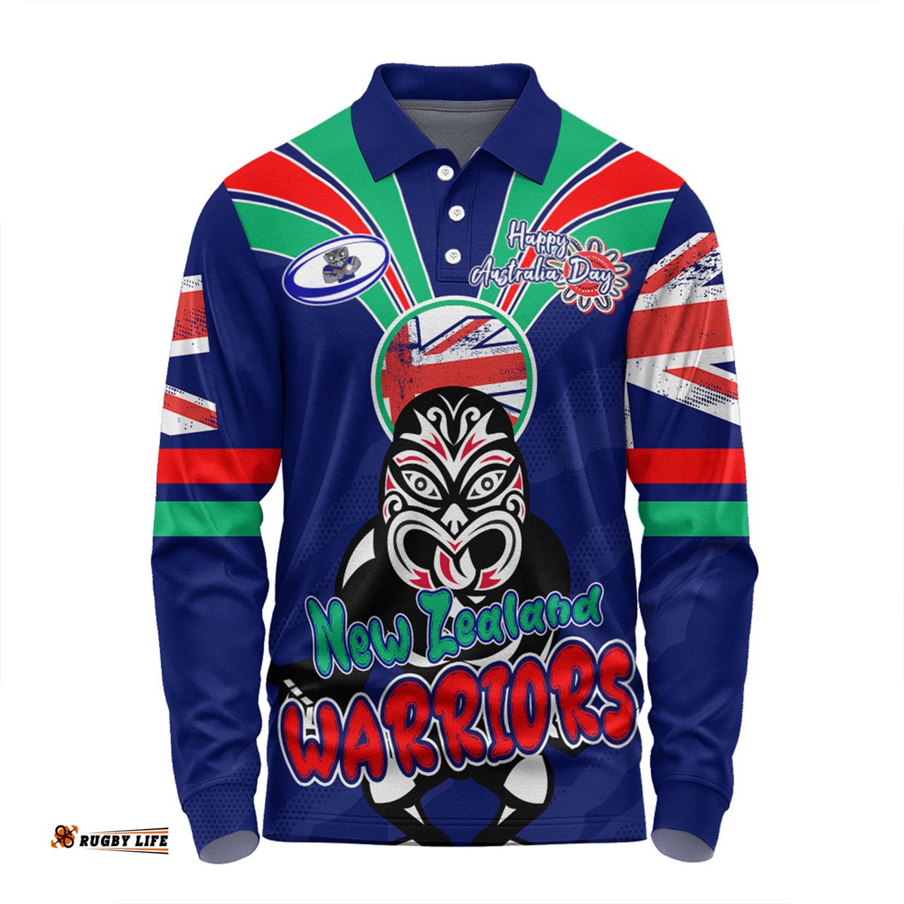 Amazing Aussie New Zealand Warriors Happy Australia Day We Are One And Free Long Sleeve Polo Shirt
