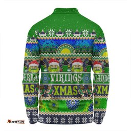 Amazing Aussie Canberra Raiders Christmas Aboriginal Custom Indigenous Knitted Ugly Xmas Style Long Sleeve Polo Shirt