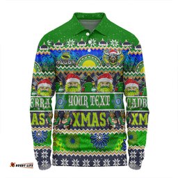 Amazing Aussie Canberra Raiders Christmas Aboriginal Custom Indigenous Knitted Ugly Xmas Style Long Sleeve Polo Shirt