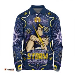 Amazing Aussie Melbourne Storm Aboriginal Pattern Inspired Victory Is Ours Long Sleeve Polo Shirt