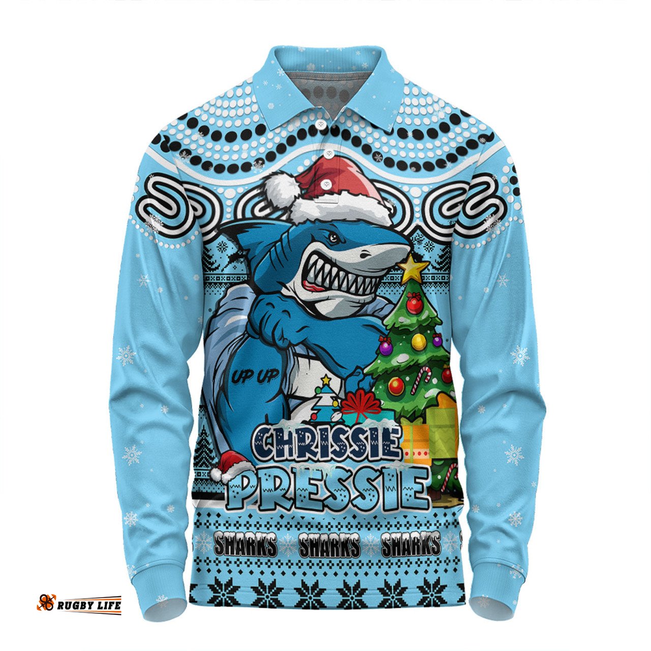 Amazing Aussie Cronulla Sutherland Sharks Aussie Ugly Christmas For Die Hard Fan Supporters Long Sleeve Polo Shirt