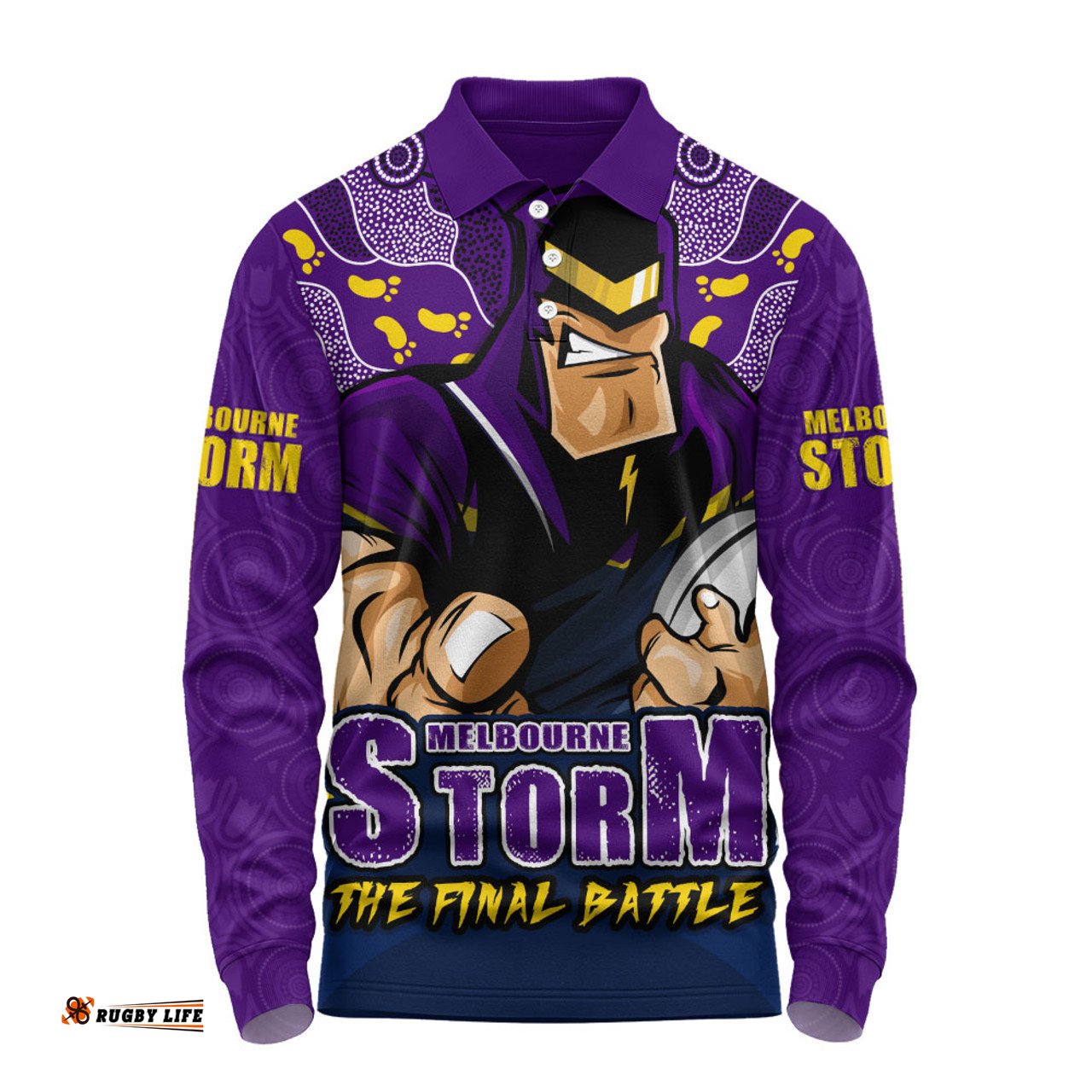 Amazing Aussie Melbourne Storm Final Clash Battle Edition Long Sleeve Polo Shirt