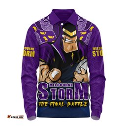 Amazing Aussie Melbourne Storm Final Clash Battle Edition Long Sleeve Polo Shirt