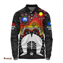 Amazing Aussie Indigenous Australian Aboriginal Naidoc Week Echo Of Ancestors Red Long Sleeve Polo Shirt