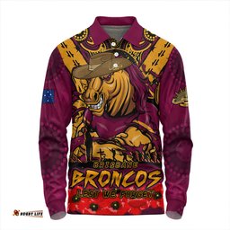 Amazing Aussie Brisbane Broncos Ripped Legacy Of The Game The ANZAC Spirit Lives On Long Sleeve Polo Shirt