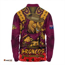 Amazing Aussie Brisbane Broncos Ripped Legacy Of The Game The ANZAC Spirit Lives On Long Sleeve Polo Shirt
