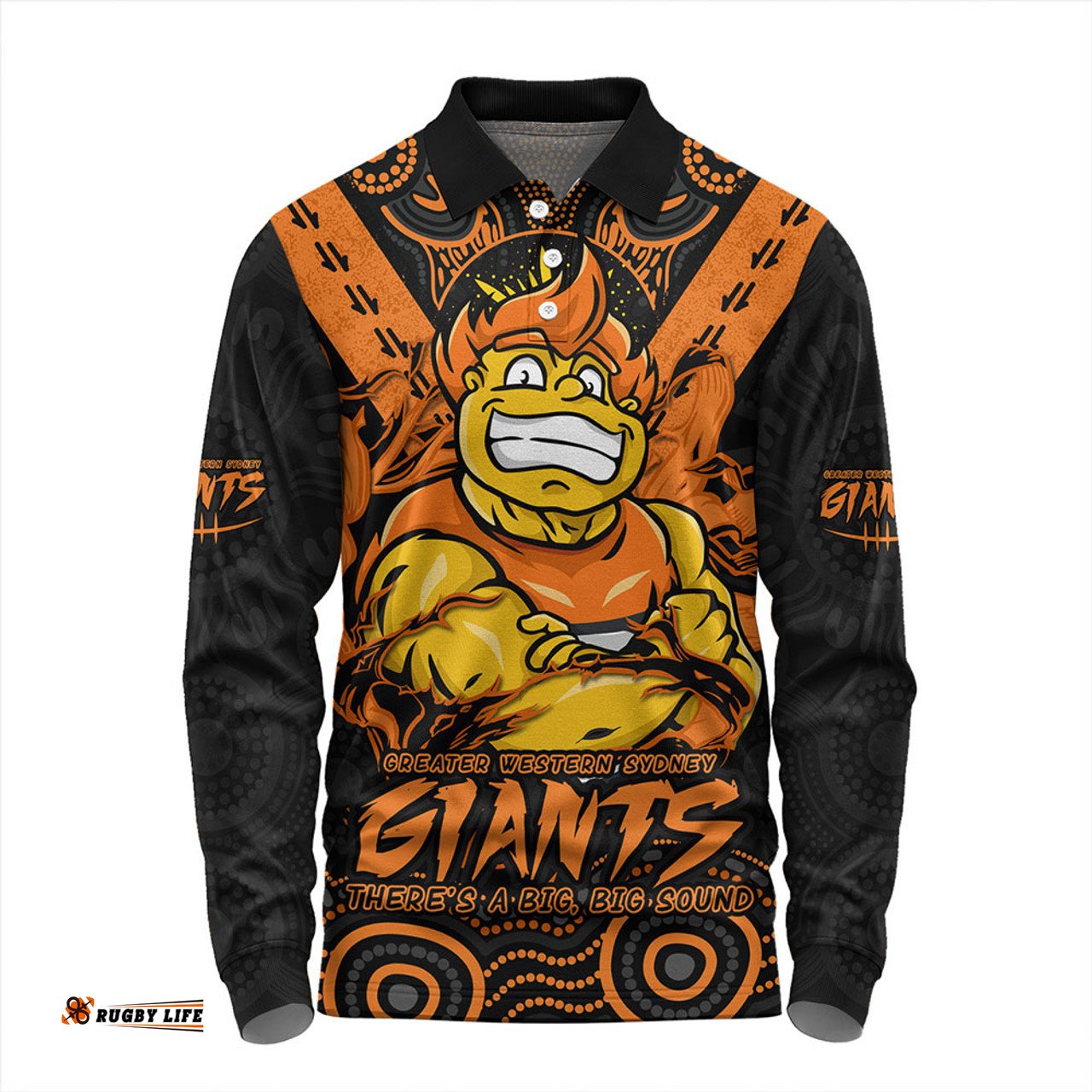 Amazing Aussie GWS GIANTS Ripped Legacy Of The Game Long Sleeve Polo Shirt