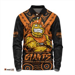 Amazing Aussie GWS GIANTS Ripped Legacy Of The Game Long Sleeve Polo Shirt