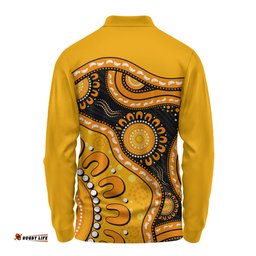 Amazing Aussie Indigenous Australian Aboriginal Sun Pathway Walkabout Long Sleeve Polo Shirt