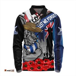 Amazing Aussie North Melbourne Anzac Day Honor United In Spirit Long Sleeve Polo Shirt