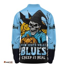 Amazing Aussie New South Wales Blues Dark Moon Rugby Halloween Battle Edition Long Sleeve Polo Shirt
