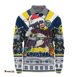 Amazing Aussie North Queensland Cowboys Christmas Custom North Queensland Cowboys Santa Aussie Big Things Long Sleeve Polo Shirt