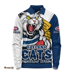 Amazing Aussie Geelong Cats Australian Football Finals Premiership Spirit Long Sleeve Polo Shirt