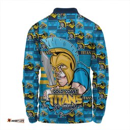 Amazing Aussie Gold Coast Titans Champion���s Pride Comic Style Long Sleeve Polo Shirt