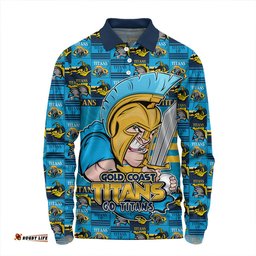 Amazing Aussie Gold Coast Titans Champion���s Pride Comic Style Long Sleeve Polo Shirt