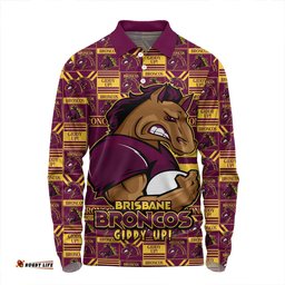 Amazing Aussie Brisbane Broncos Champion���s Pride Comic Style Long Sleeve Polo Shirt