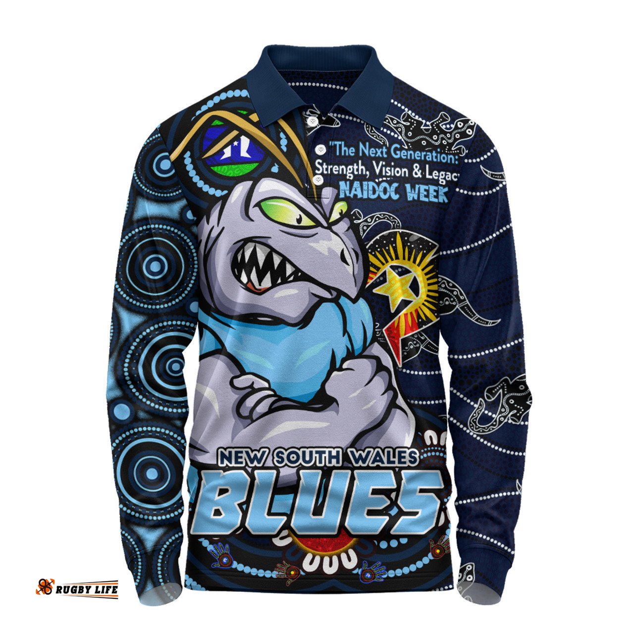 Amazing Aussie New South Wales Blues Spirit Of NAIDOC Series Long Sleeve Polo Shirt