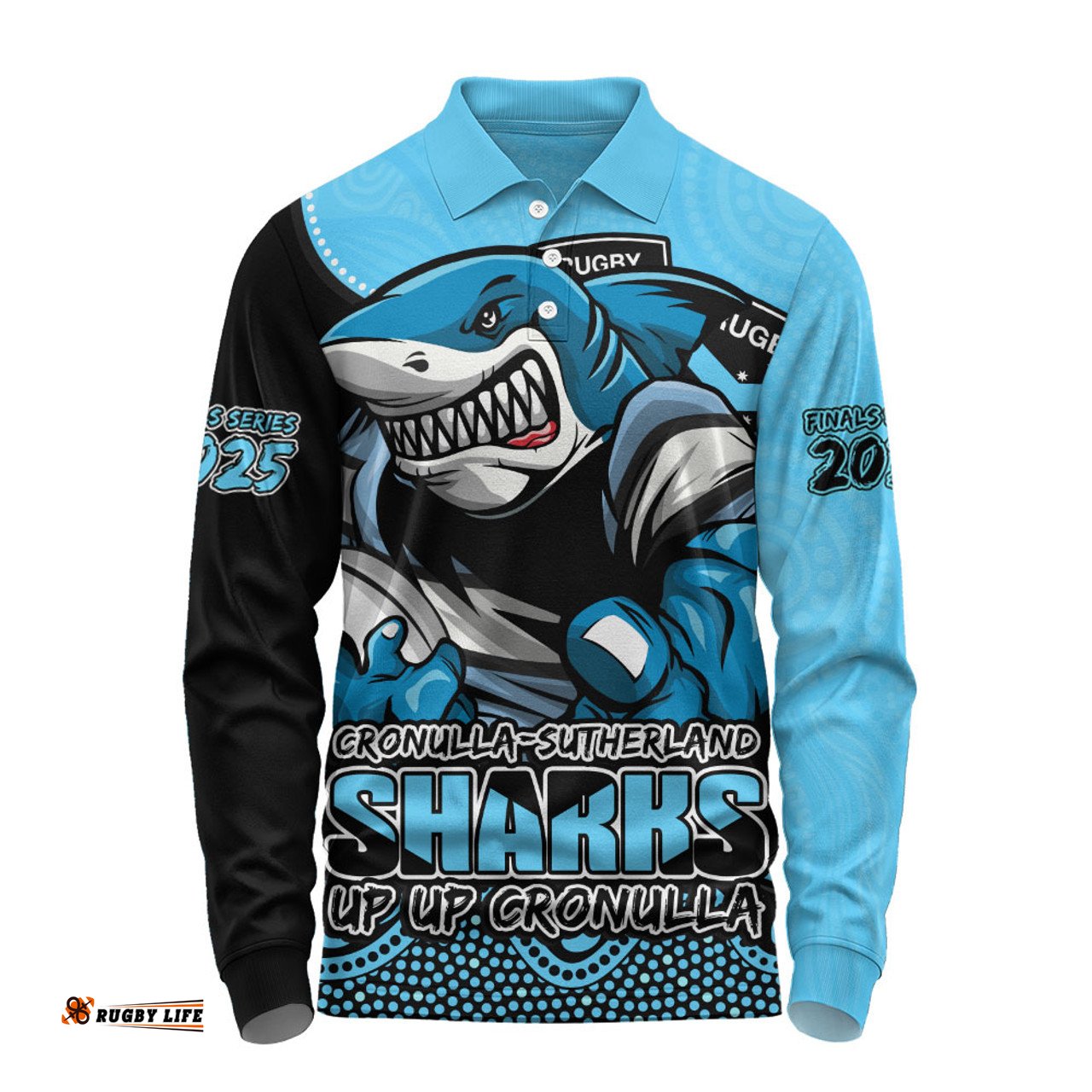 Amazing Aussie Cronulla Sutherland Sharks Battle For Glory Rugby Finals Edition Long Sleeve Polo Shirt