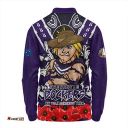Amazing Aussie Fremantle Ripped Legacy Of The Game The ANZAC Spirit Lives On Long Sleeve Polo Shirt
