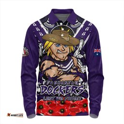 Amazing Aussie Fremantle Ripped Legacy Of The Game The ANZAC Spirit Lives On Long Sleeve Polo Shirt