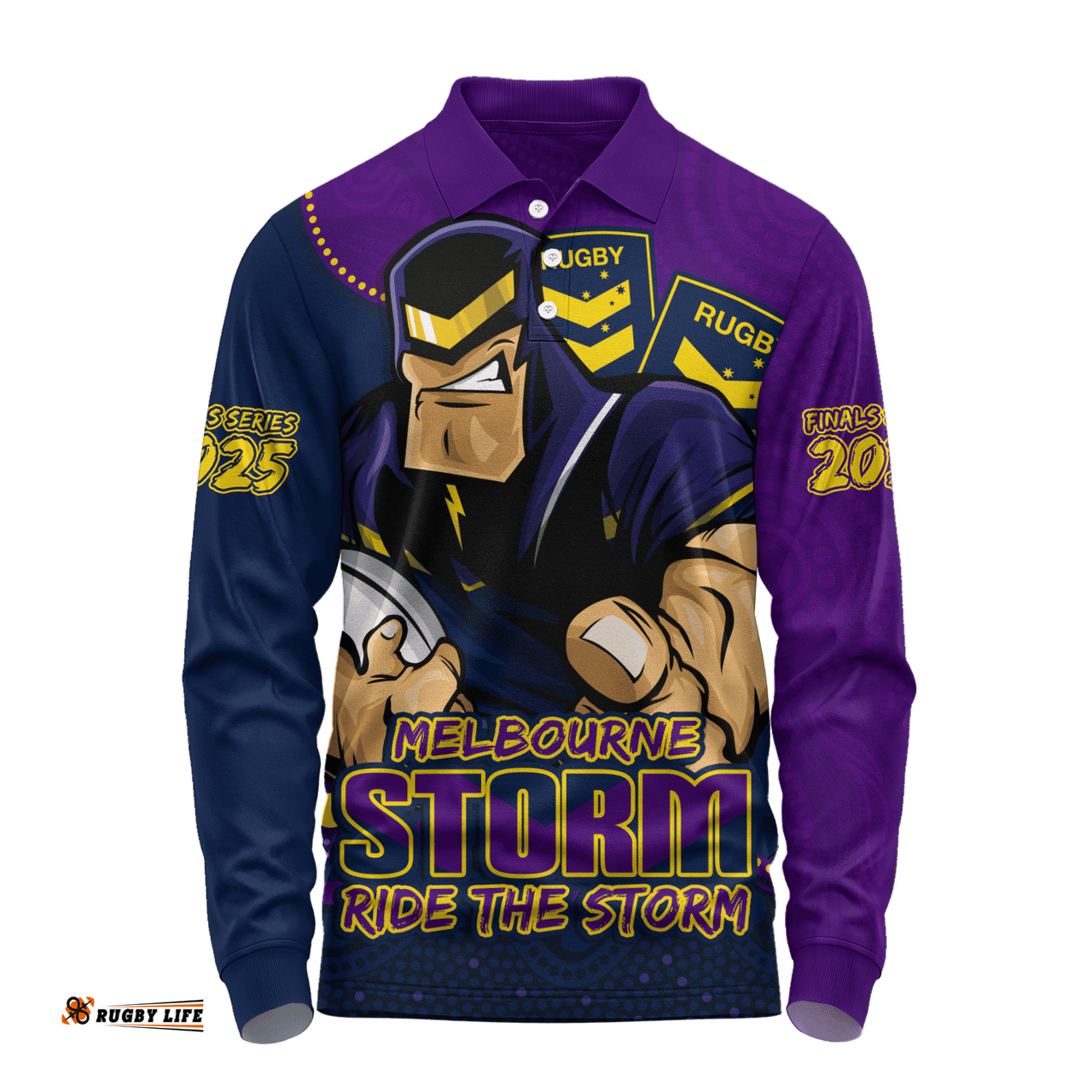 Amazing Aussie Melbourne Storm Battle For Glory Rugby Finals Edition Long Sleeve Polo Shirt