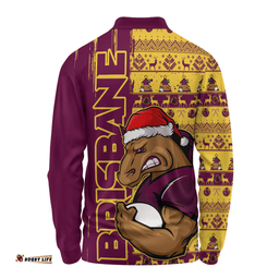 Amazing Aussie Brisbane Broncos Merry Ugly Xmas Nordic Pattern Style Long Sleeve Polo Shirt