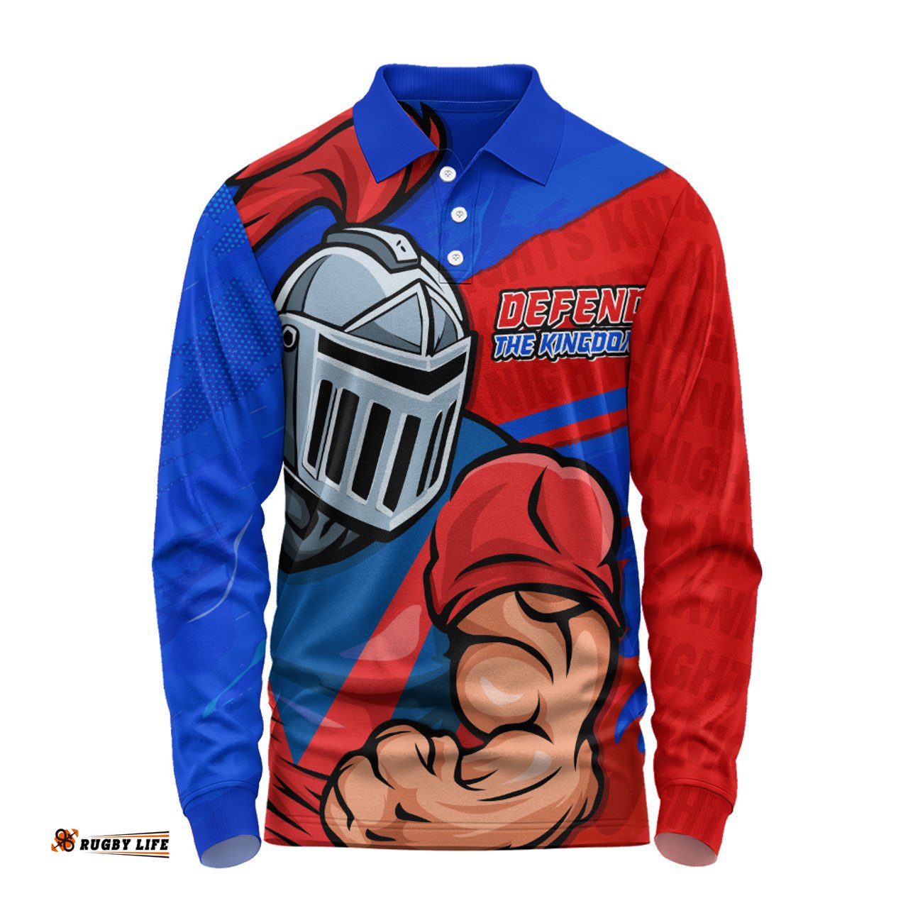 Amazing Aussie Newcastle Knights Defend The Pride Long Sleeve Polo Shirt