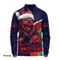 Amazing Aussie Melbourne Santa Scoring Touchdown On Christmas Game Day Long Sleeve Polo Shirt