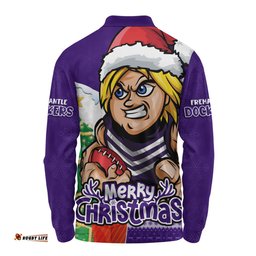 Amazing Aussie Fremantle Santa Scoring Touchdown On Christmas Game Day Long Sleeve Polo Shirt
