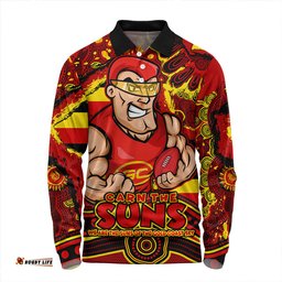 Amazing Aussie Gold Coast SUNS Blazing Spirit Of Victory Long Sleeve Polo Shirt