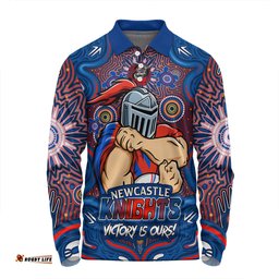 Amazing Aussie Newcastle Knights Aboriginal Pattern Inspired Victory Is Ours Long Sleeve Polo Shirt